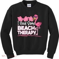 I Need Some Beach Therapy Summer Vacay Flamingo Kids Sweatshirt thumb 0