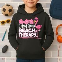 I Need Some Beach Therapy Summer Vacay Flamingo Kids Hoodie thumb 2