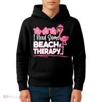 I Need Some Beach Therapy Summer Vacay Flamingo Kids Hoodie thumb 4