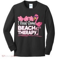 I Need Some Beach Therapy Summer Vacay Flamingo Kids Long Sleeve Shirt thumb 0
