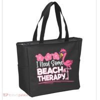 I Need Some Beach Therapy Summer Vacay Flamingo Tote Bag thumb 2