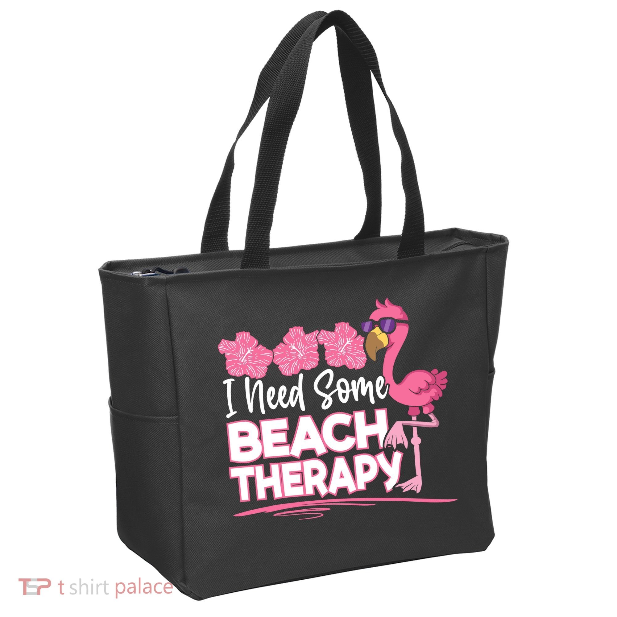 I Need Some Beach Therapy Summer Vacay Flamingo Tote Bag