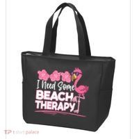 I Need Some Beach Therapy Summer Vacay Flamingo Tote Bag thumb 3