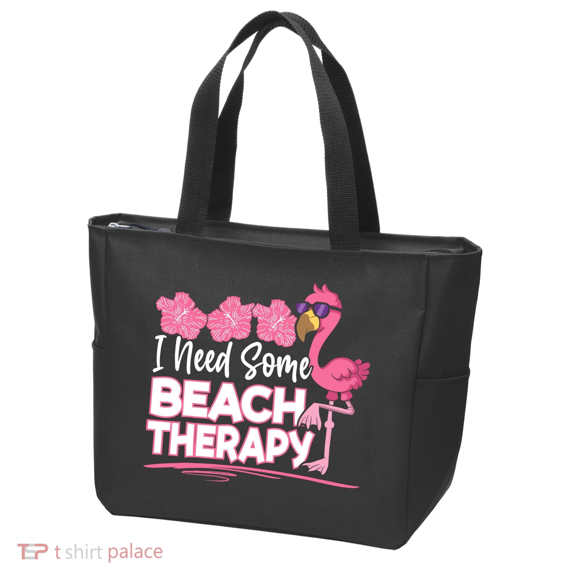 I Need Some Beach Therapy Summer Vacay Flamingo Tote Bag