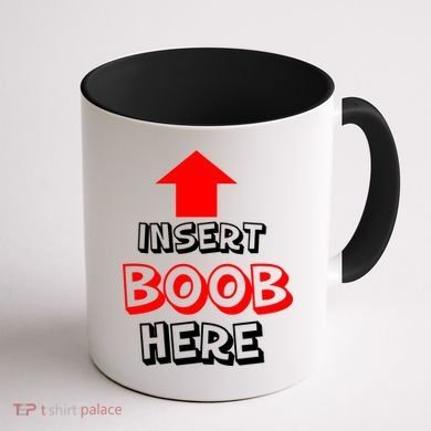 Insert Boob Here Coffee Mug back