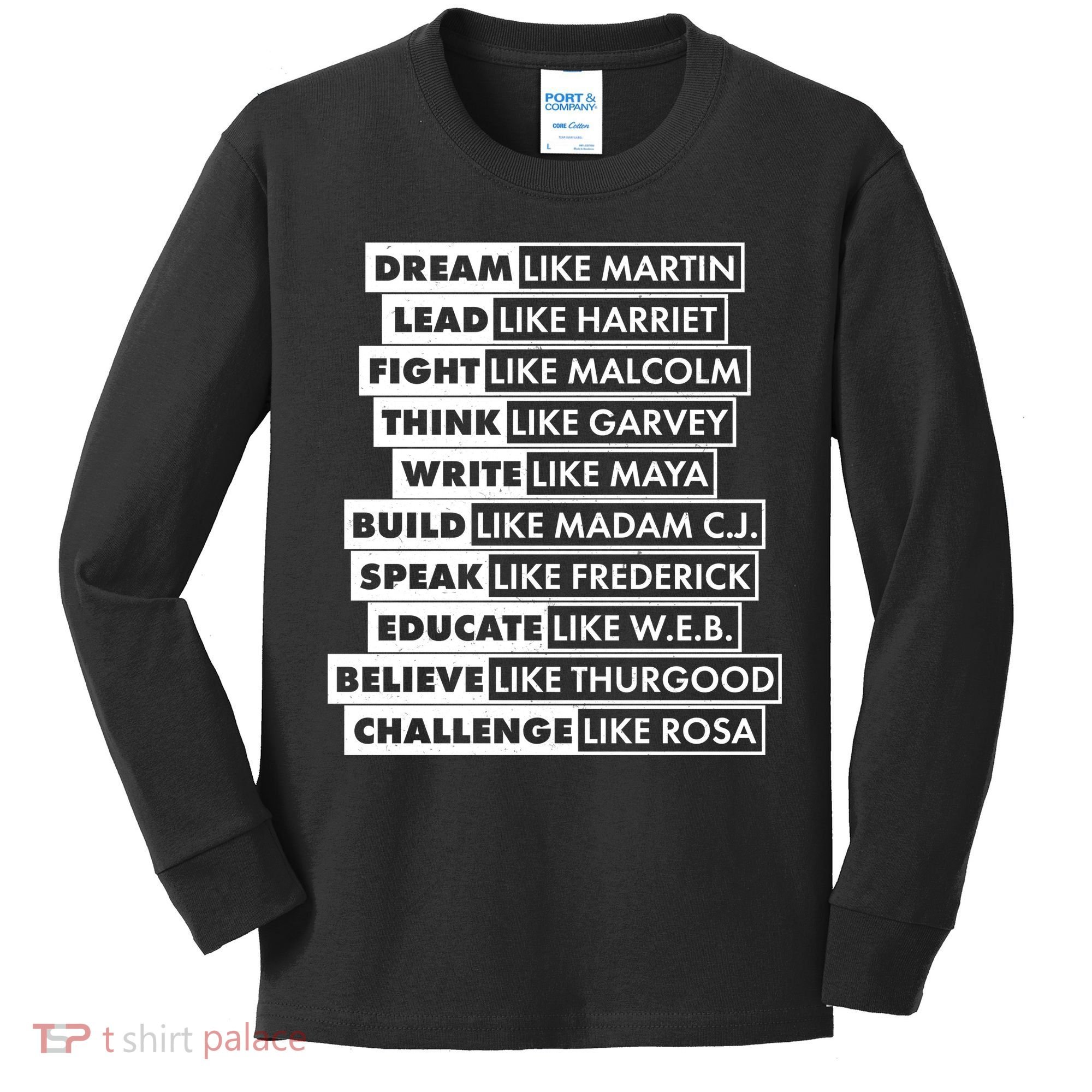 Inspirational Black History Figures Kids Long Sleeve Shirt