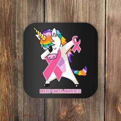 inspirational Breast Cancer Awareness Unicorn Coaster