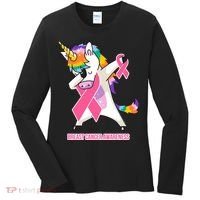 inspirational Breast Cancer Awareness Unicorn Women's Long Sleeve Shirt thumb 0