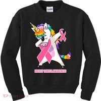 inspirational Breast Cancer Awareness Unicorn Kids Sweatshirt thumb 0