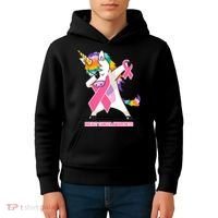 inspirational Breast Cancer Awareness Unicorn Kids Hoodie thumb 4
