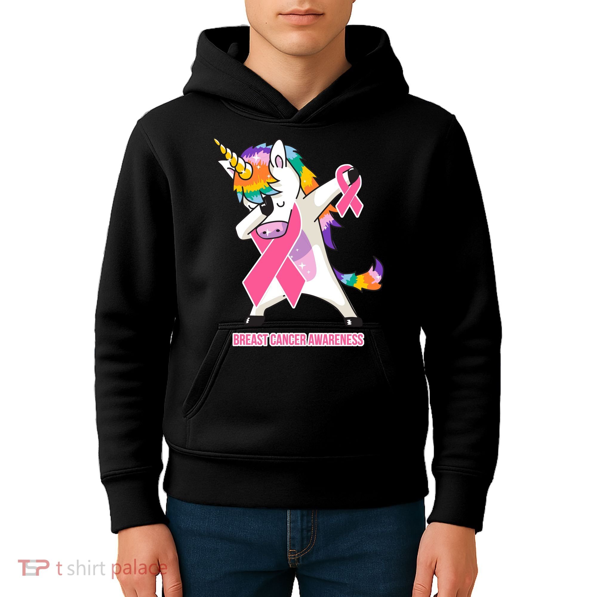 inspirational Breast Cancer Awareness Unicorn Kids Hoodie