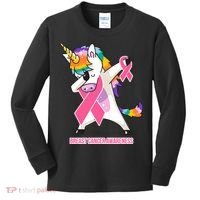 inspirational Breast Cancer Awareness Unicorn Kids Long Sleeve Shirt thumb 0