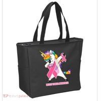 inspirational Breast Cancer Awareness Unicorn Tote Bag thumb 2