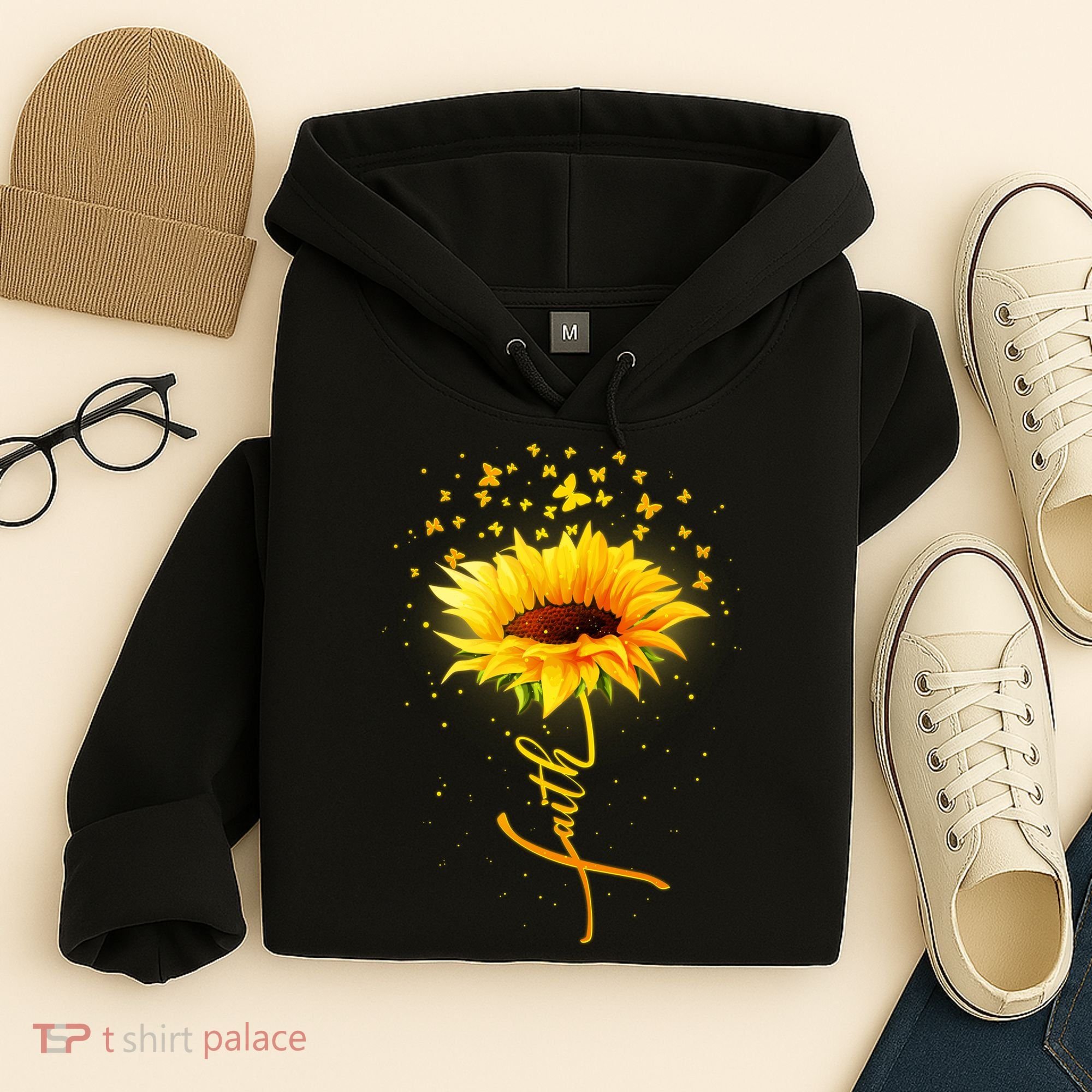 Inspirational Faith Sunflower & Butterflies Hoodie