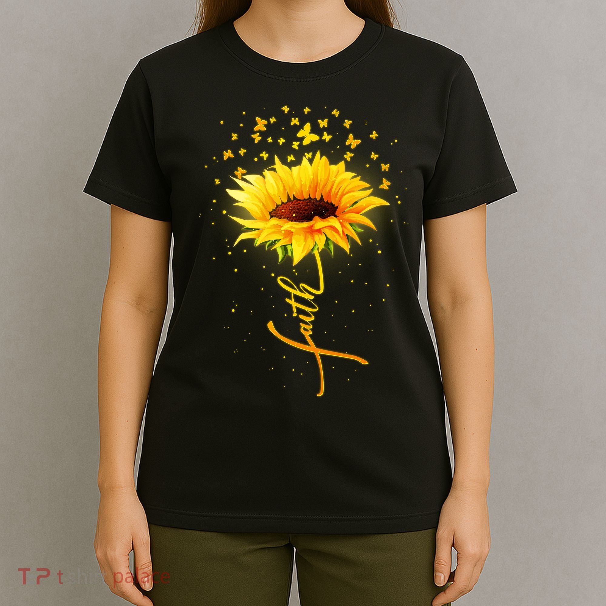Inspirational Faith Sunflower & Butterflies T-Shirt