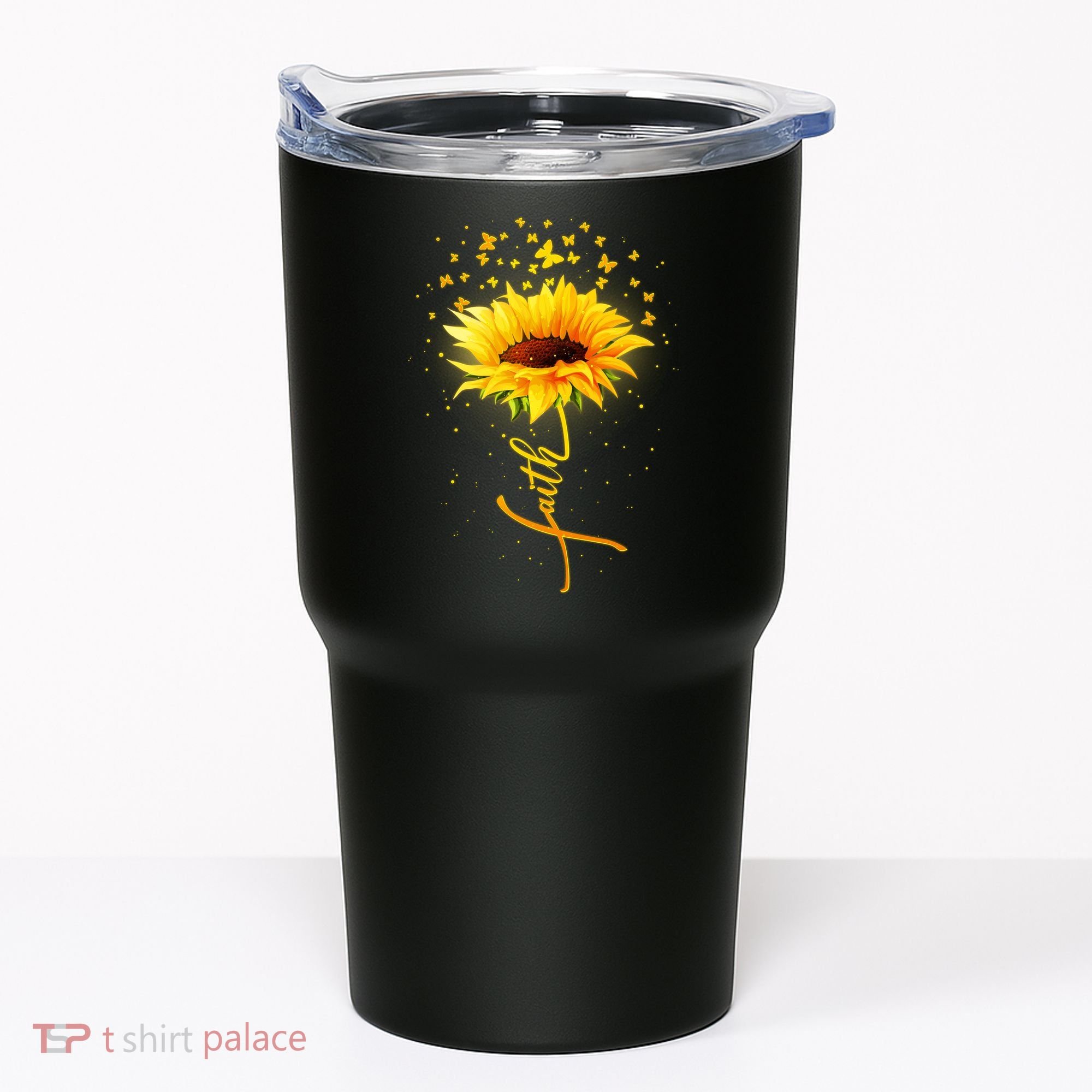 Inspirational Faith Sunflower & Butterflies Tumbler