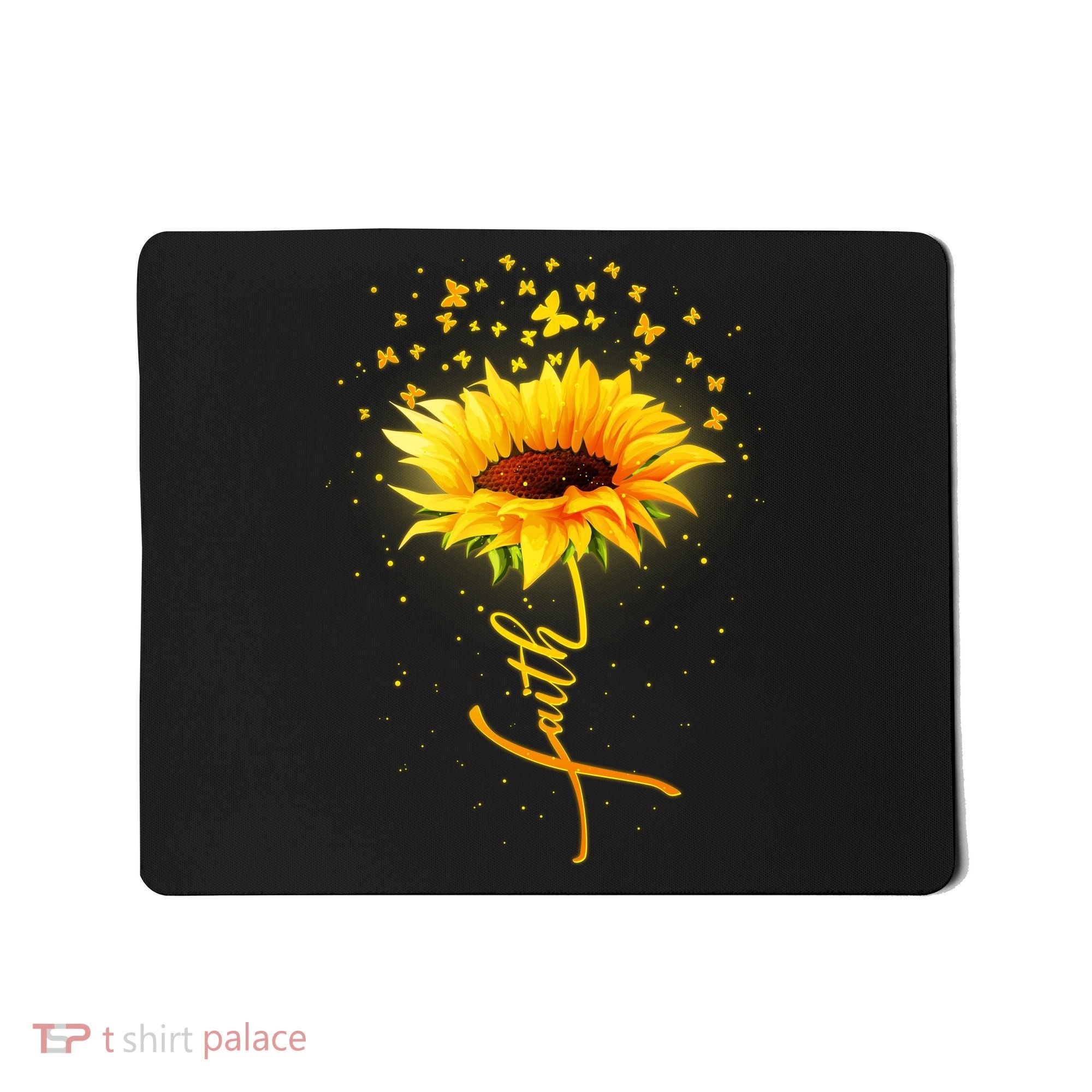 Inspirational Faith Sunflower & Butterflies Mousepad