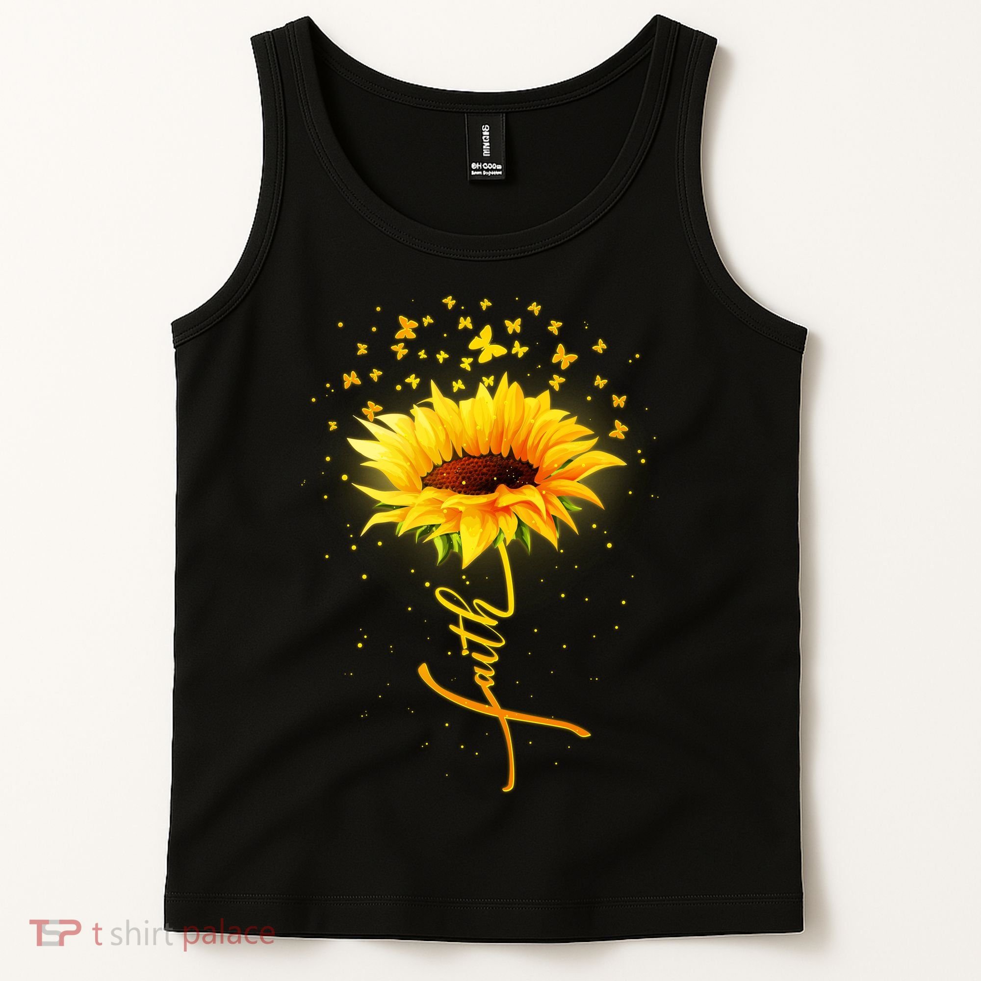 Inspirational Faith Sunflower & Butterflies Tank Top
