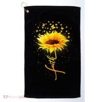 Inspirational Faith Sunflower & Butterflies Golf Towel thumb 0