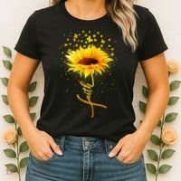 Inspirational Faith Sunflower & Butterflies Women's T-Shirt thumb 2