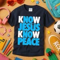Inspirational Know Jesus Know Peace Kids T-Shirt thumb 3