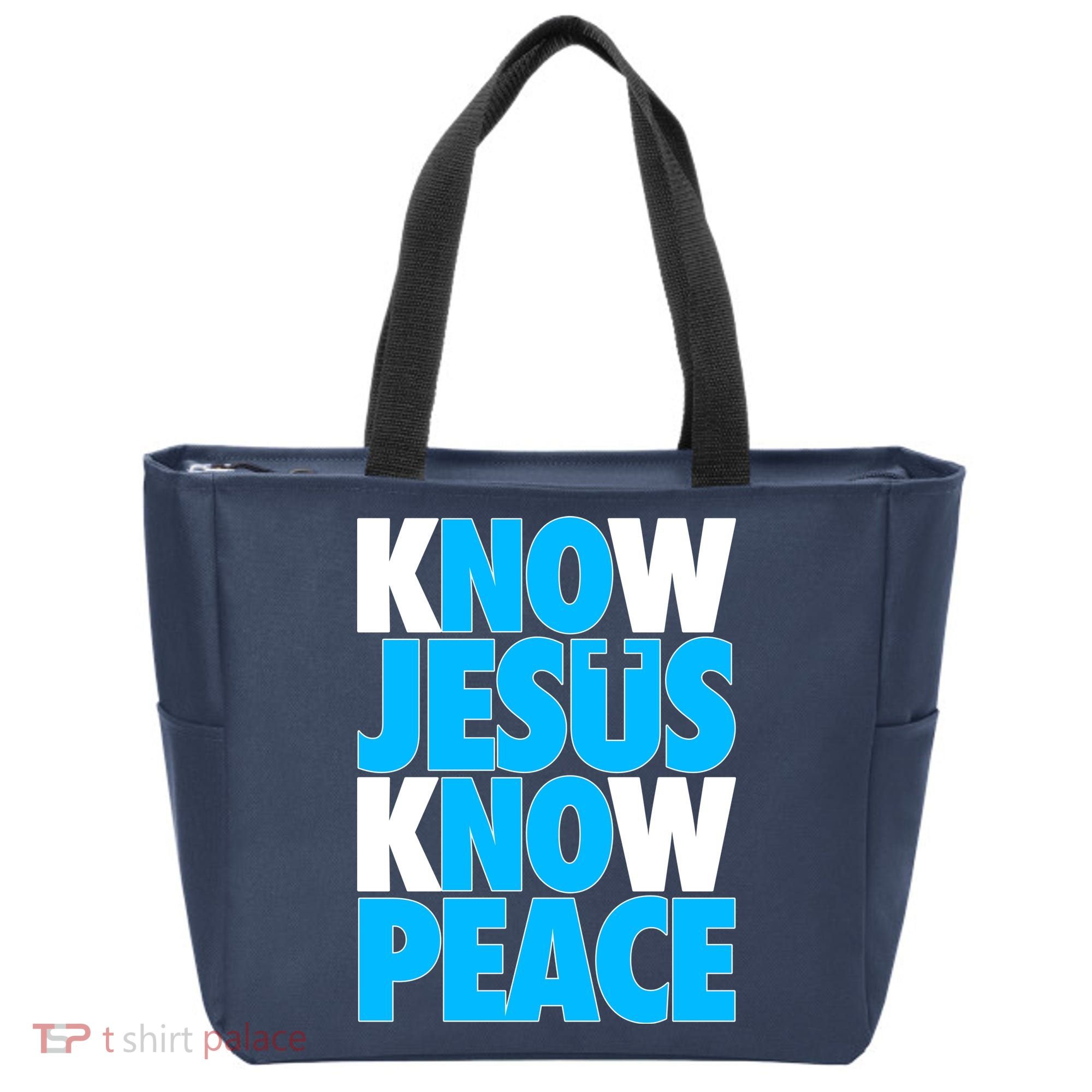 Inspirational Know Jesus Know Peace Tote Bag