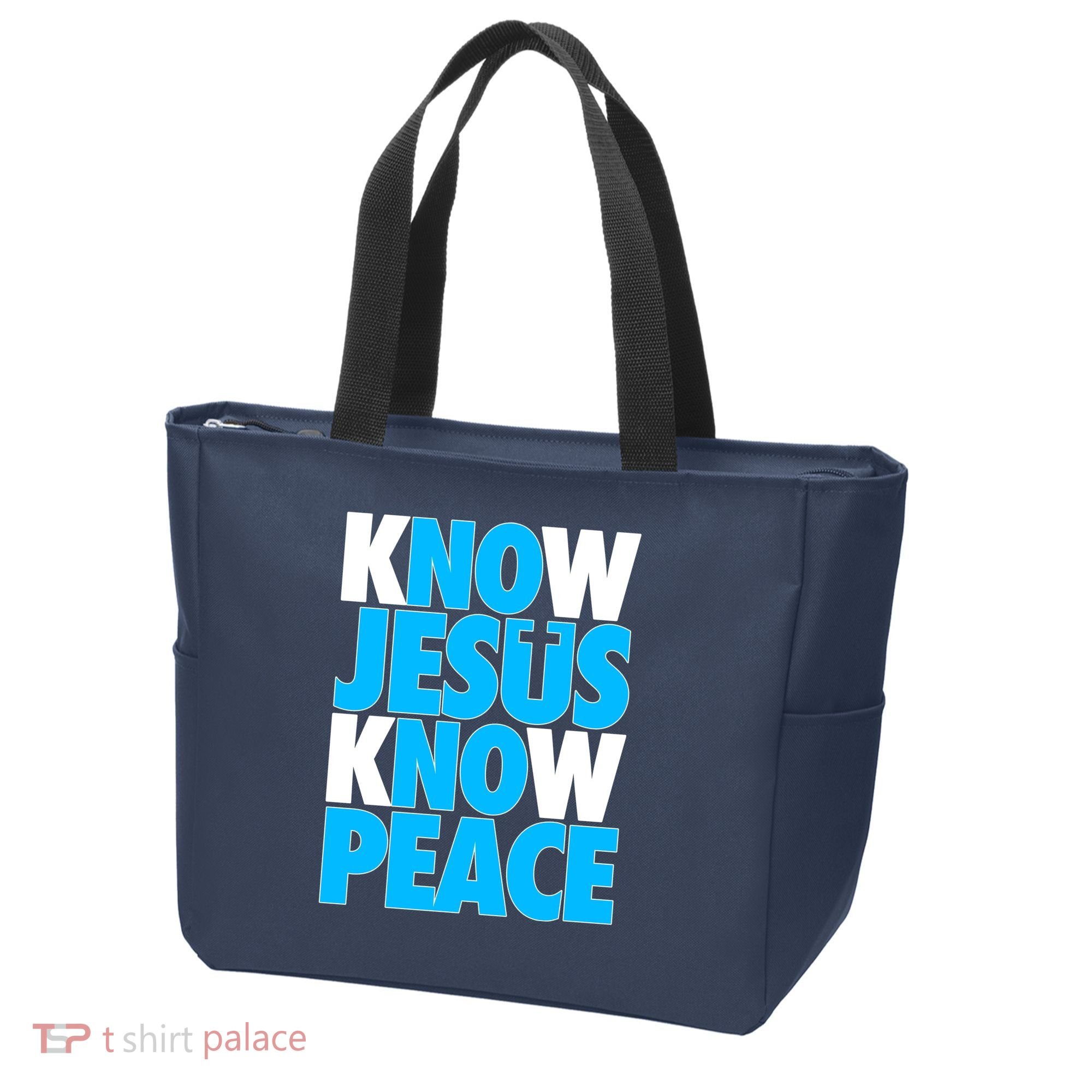 Inspirational Know Jesus Know Peace Tote Bag