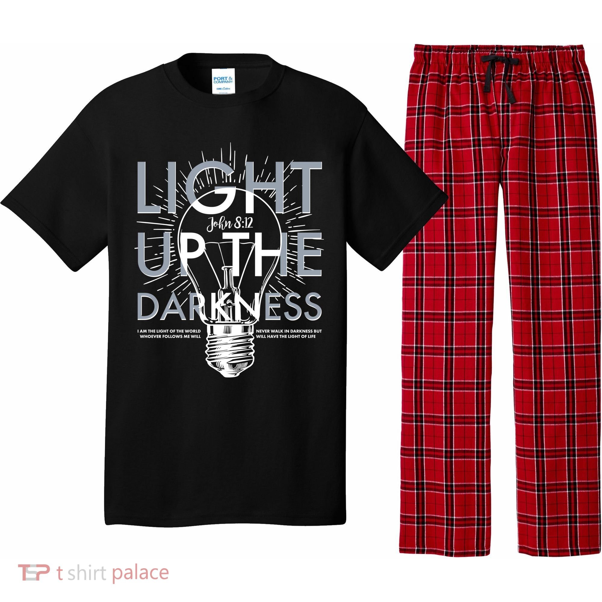 Inspirational Light Up The Darkness John 8:12 Pajama Set