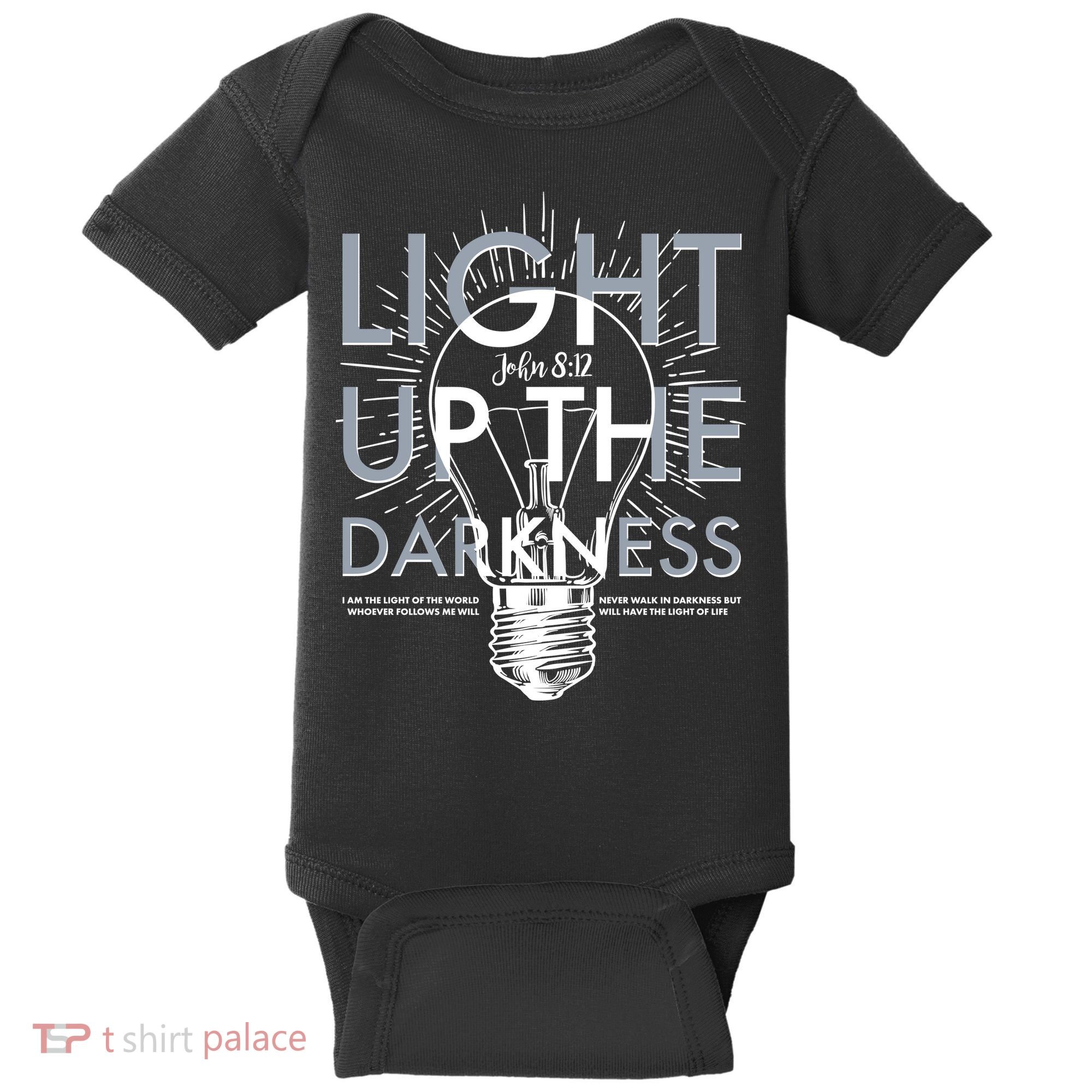 Inspirational Light Up The Darkness John 8:12 Baby Bodysuit