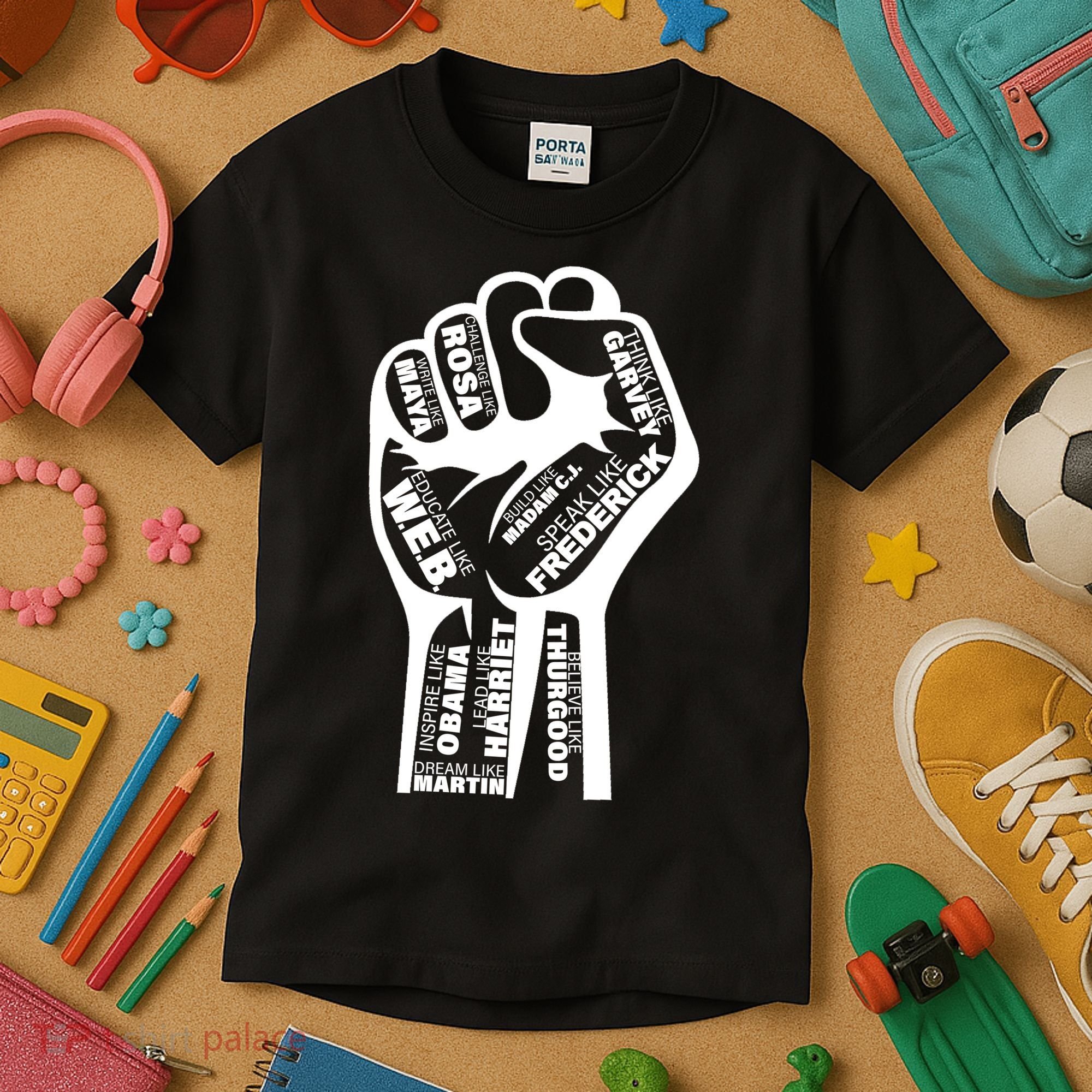 Inspirational People Black History Month Fist Kids T-Shirt