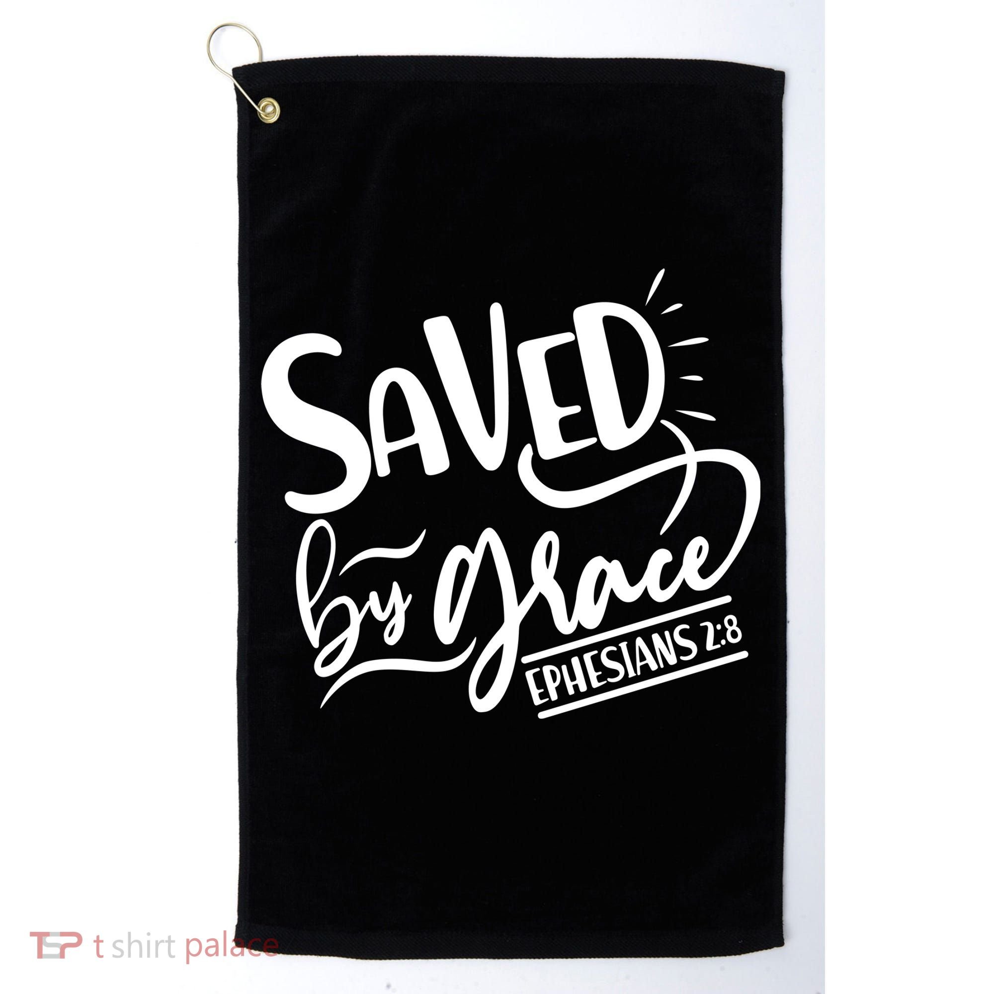 Inspirational Saved by Grace Ephesians 2:8 Golf Towel