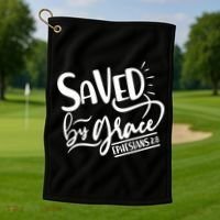 Inspirational Saved by Grace Ephesians 2:8 Golf Towel thumb 1