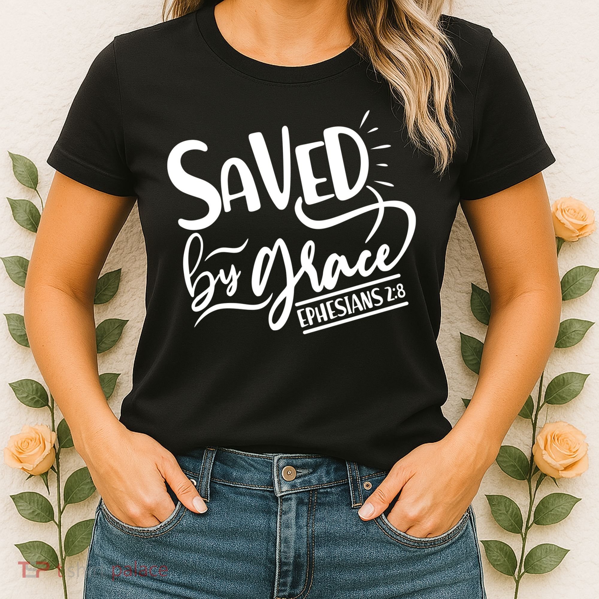 Inspirational Saved by Grace Ephesians 2:8 Women's T-Shirt