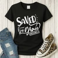 Inspirational Saved by Grace Ephesians 2:8 Women's T-Shirt thumb 3
