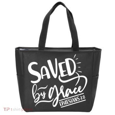 Inspirational Saved by Grace Ephesians 2:8 Tote Bag