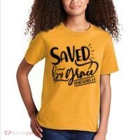 Inspirational Saved by Grace Ephesians 2:8 Kids T-Shirt thumb 2