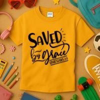 Inspirational Saved by Grace Ephesians 2:8 Kids T-Shirt thumb 3