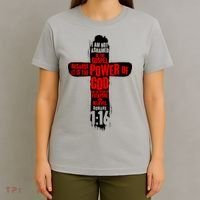Inspirational The Power Of God Cross Romans 1:16 T-Shirt thumb 4