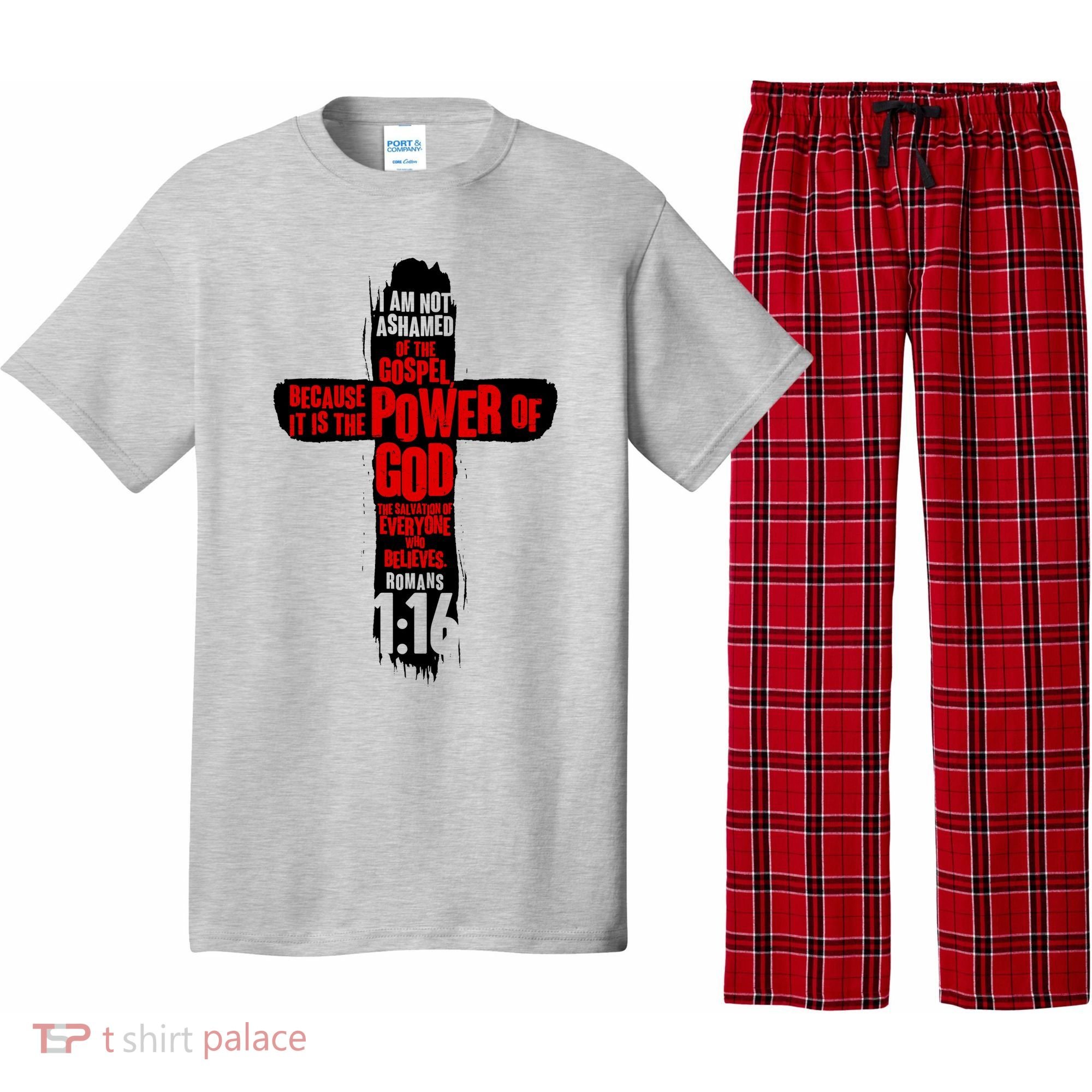 Inspirational The Power Of God Cross Romans 1:16 Pajama Set