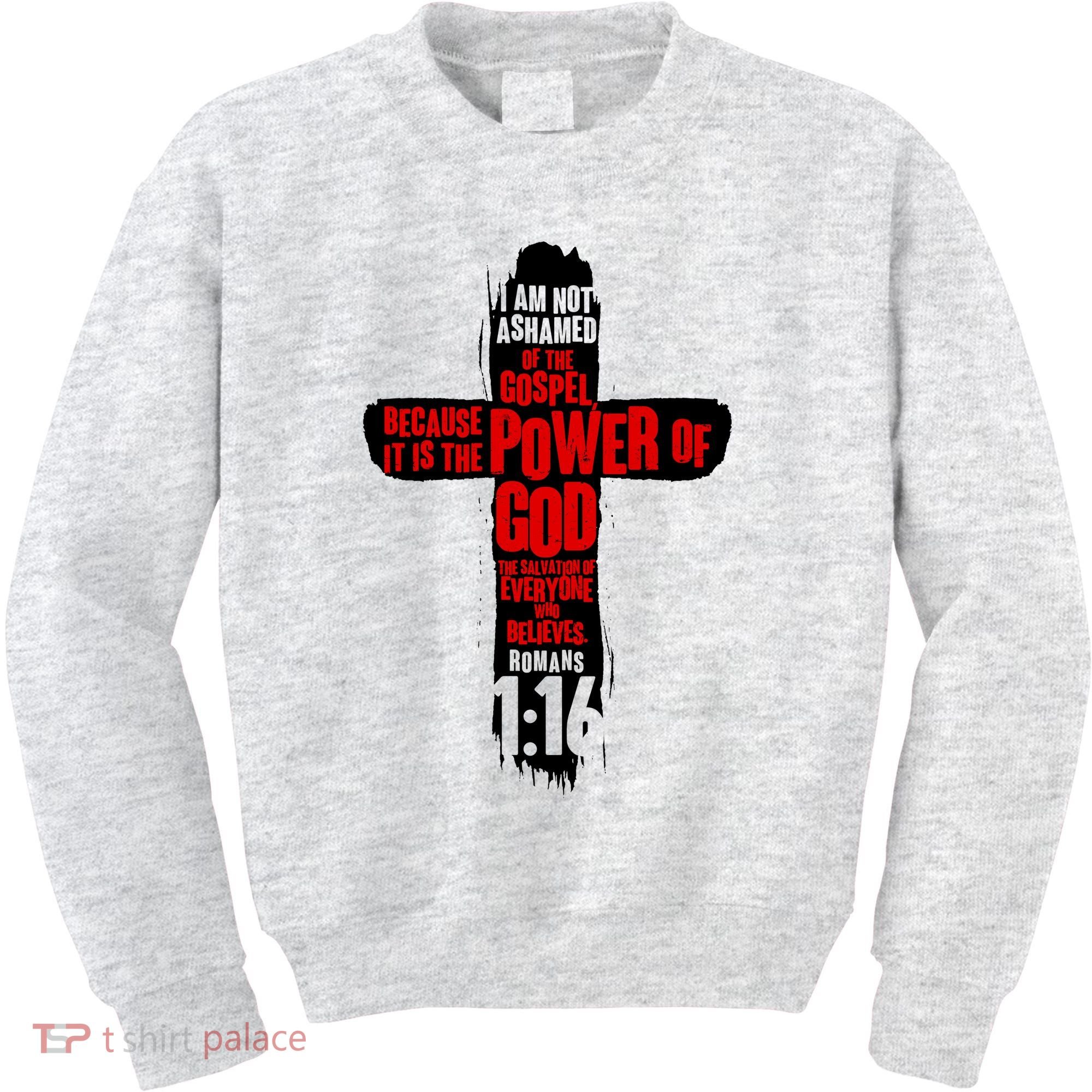 Inspirational The Power Of God Cross Romans 1:16 Kids Sweatshirt