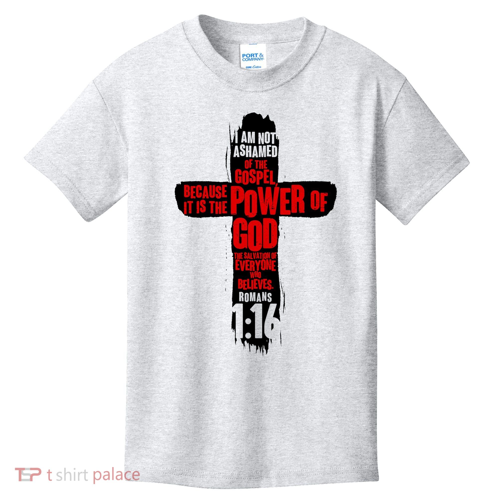 Inspirational The Power Of God Cross Romans 1:16 Kids T-Shirt