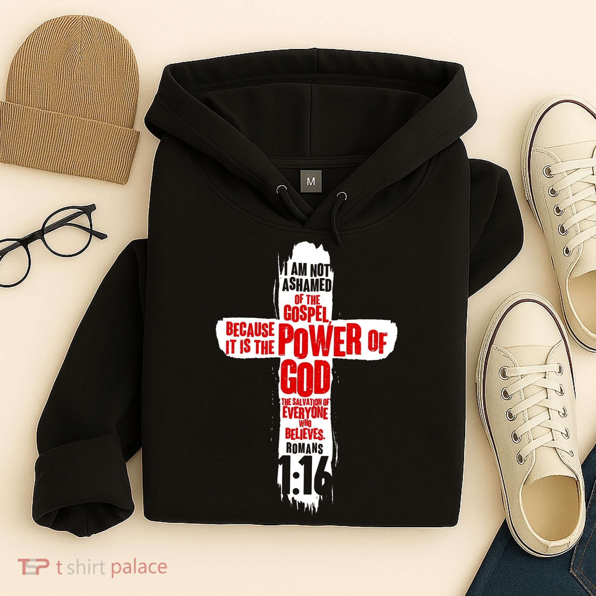 Inspirational The Power Of God Cross Romans 1:16 Hoodie