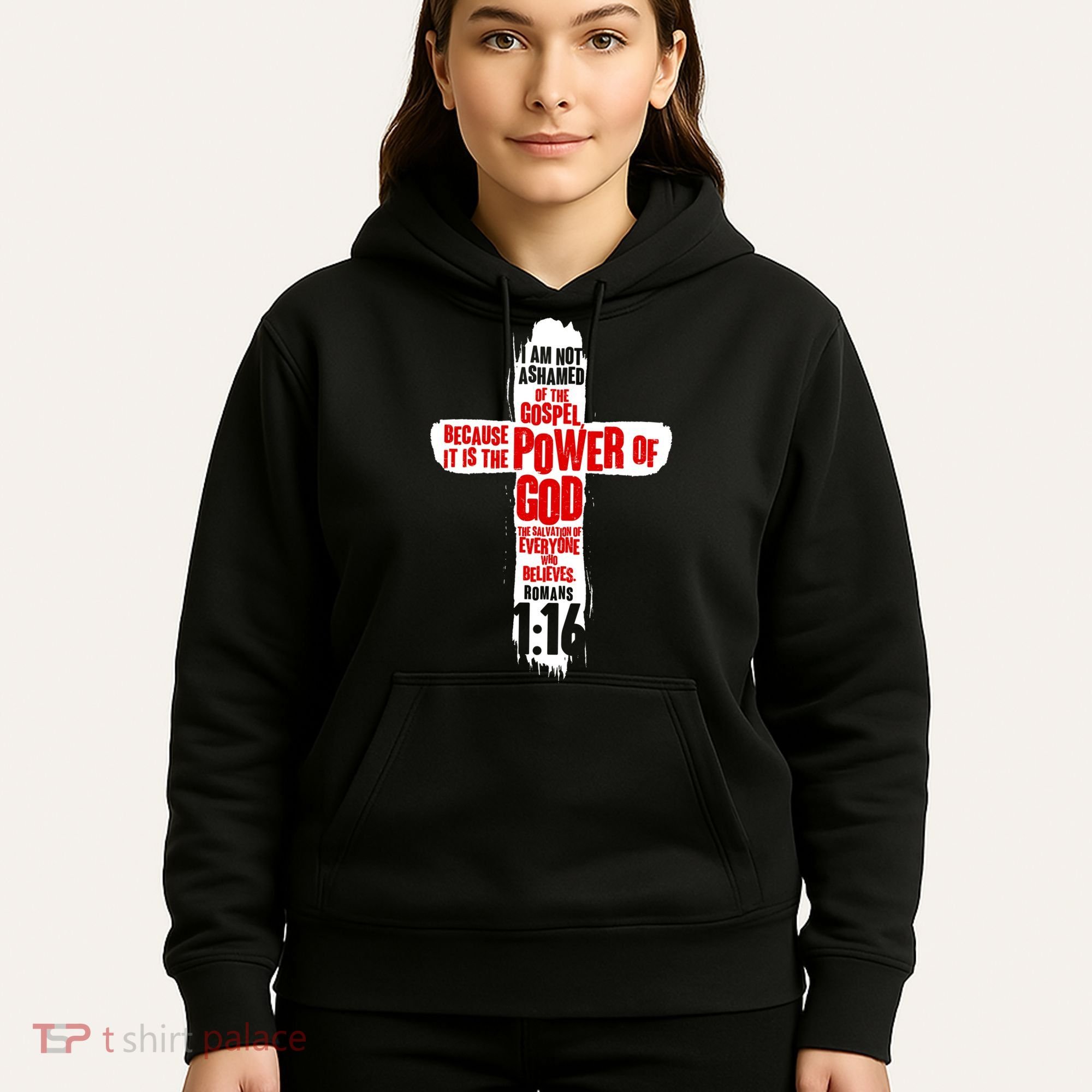 Inspirational The Power Of God Cross Romans 1:16 Hoodie