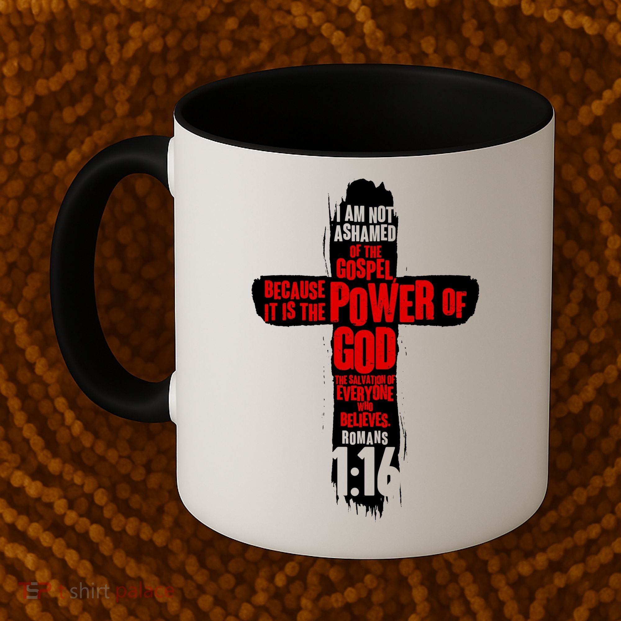 Inspirational The Power Of God Cross Romans 1:16 Coffee Mug