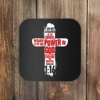 Inspirational The Power Of God Cross Romans 1:16 Coaster thumb 0
