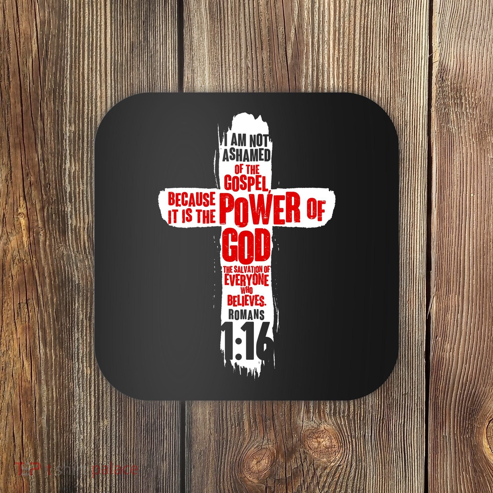 Inspirational The Power Of God Cross Romans 1:16 Coaster
