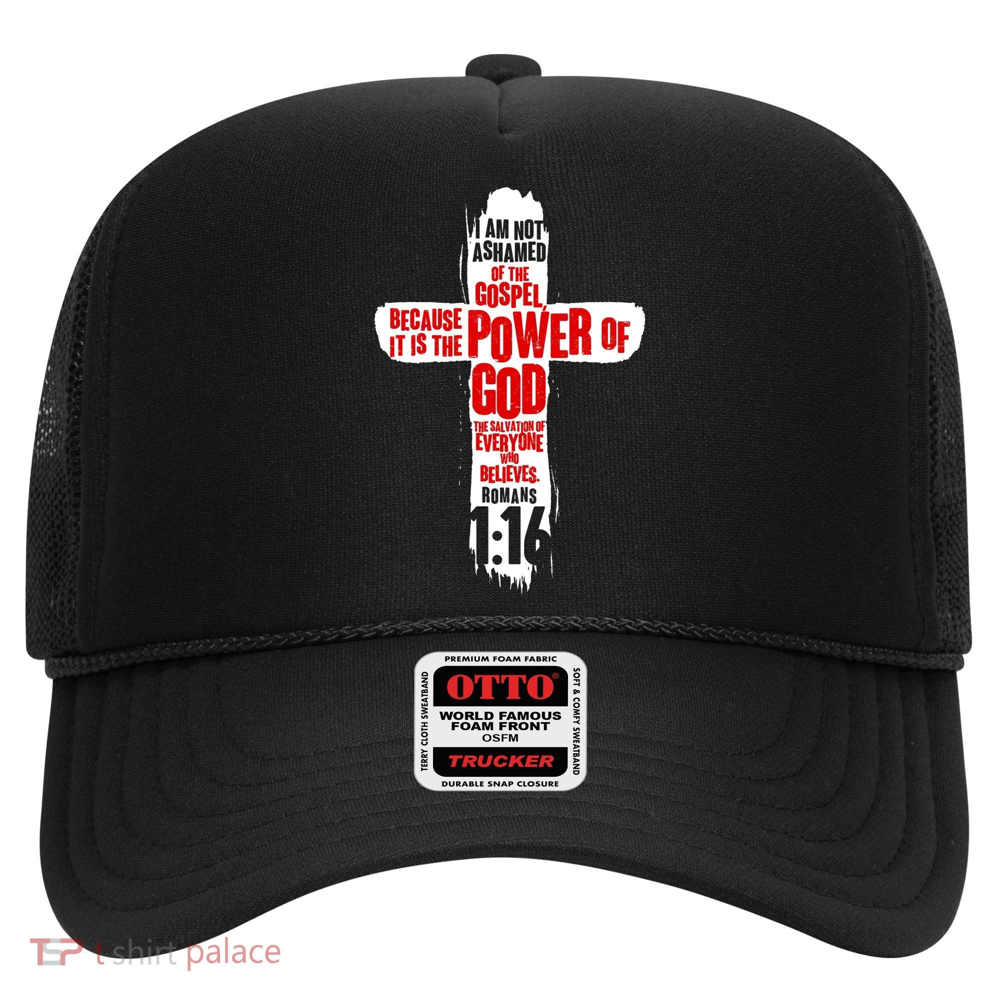 Inspirational The Power Of God Cross Romans 1:16 Hat