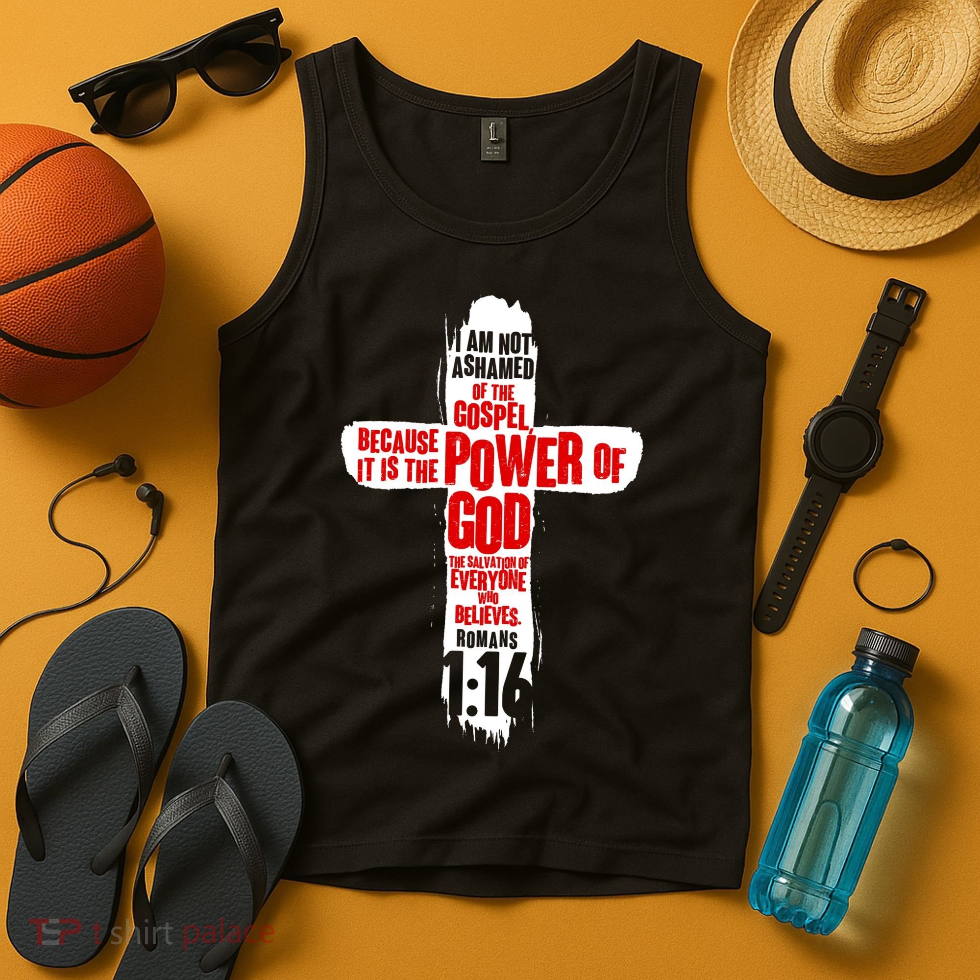 Inspirational The Power Of God Cross Romans 1:16 Tank Top