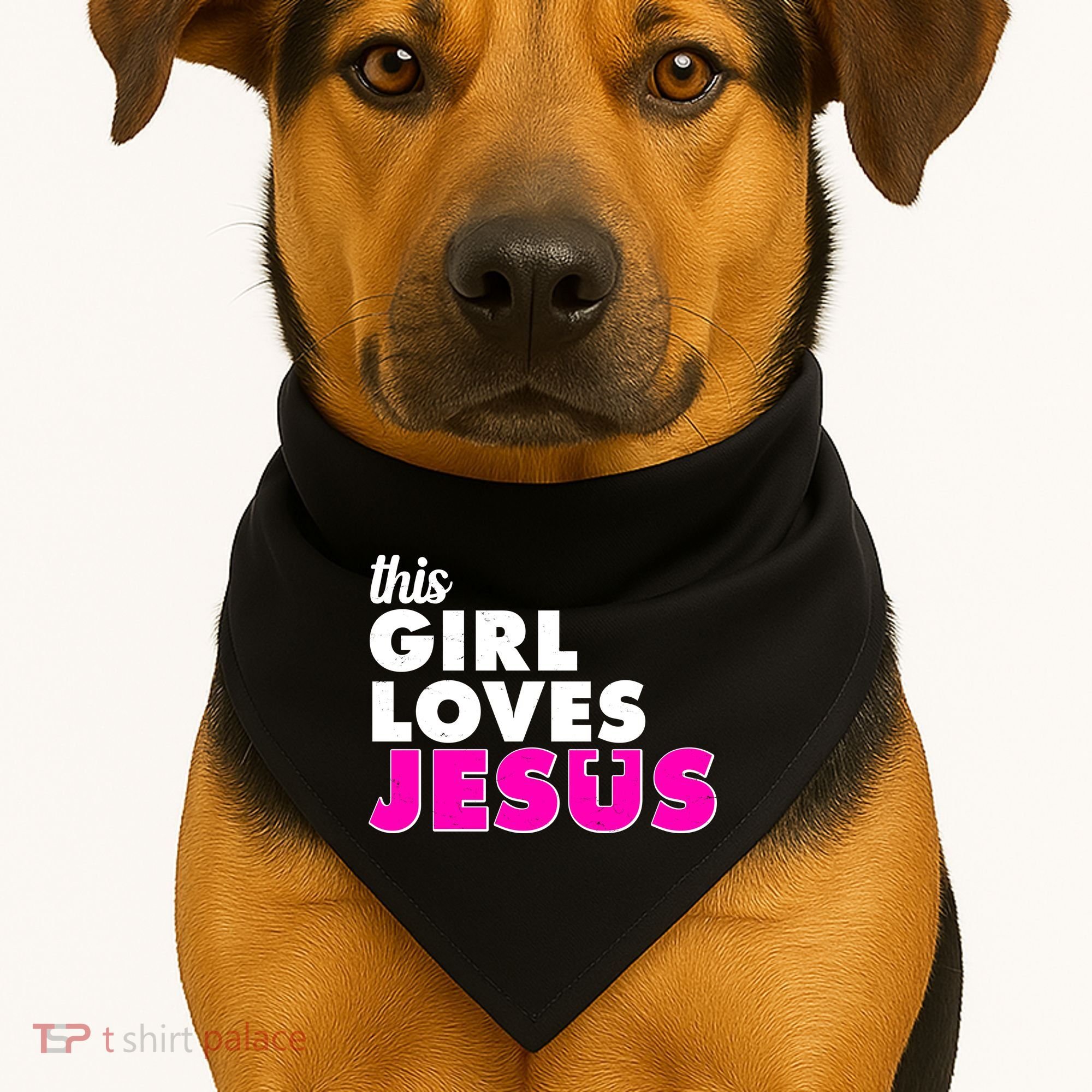Inspirational This Girl Loves Jesus USA-Made Doggie Bandana