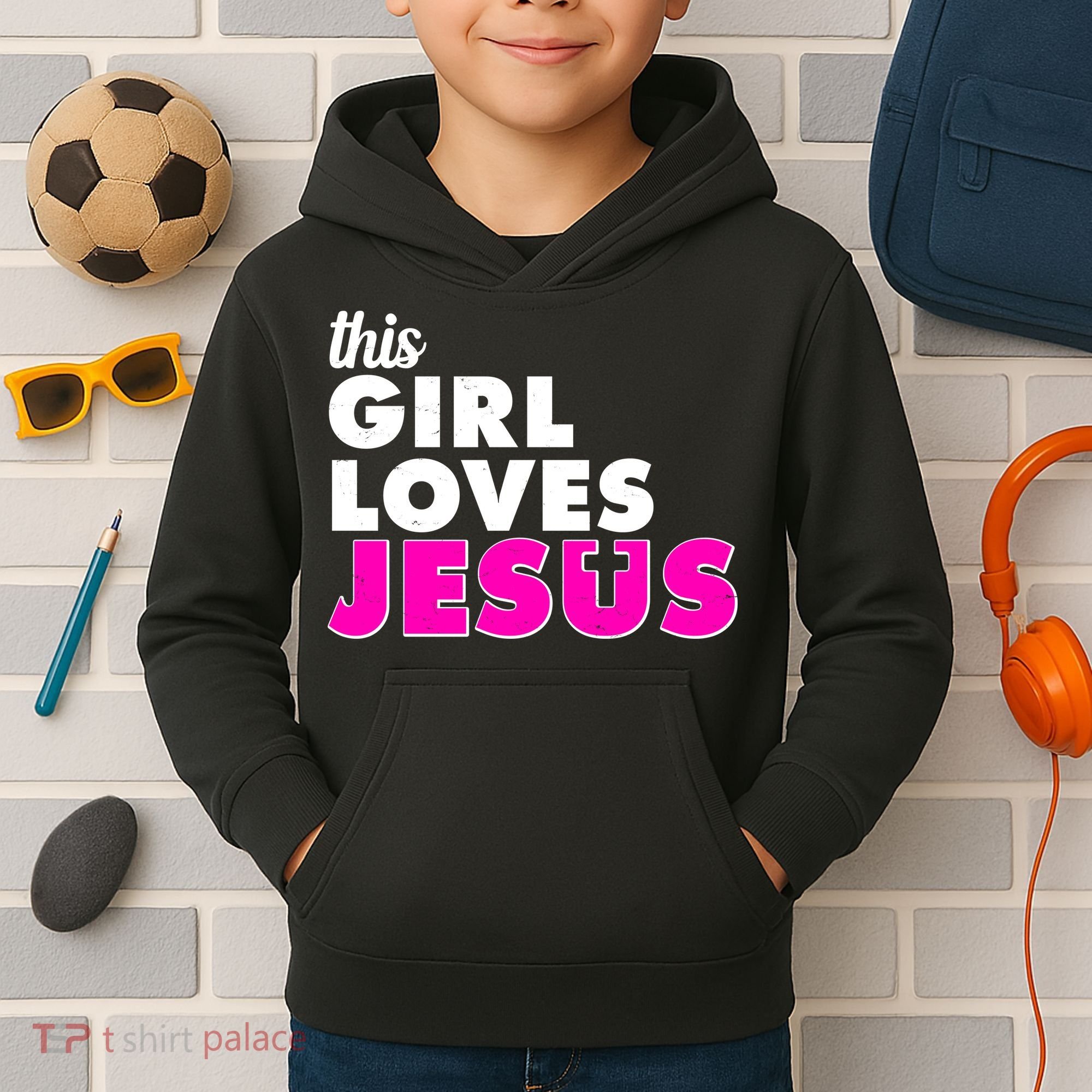 Inspirational This Girl Loves Jesus Kids Hoodie